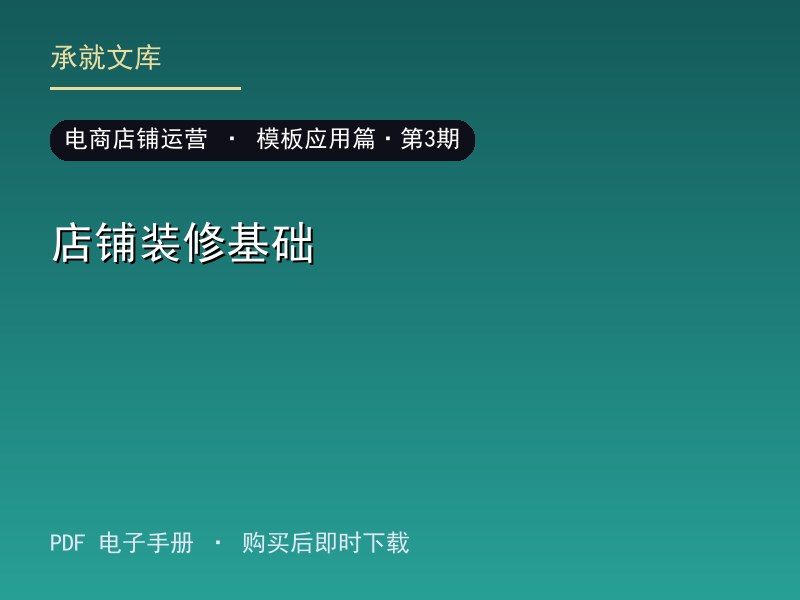 店铺装修基础·模板应用篇·第3期