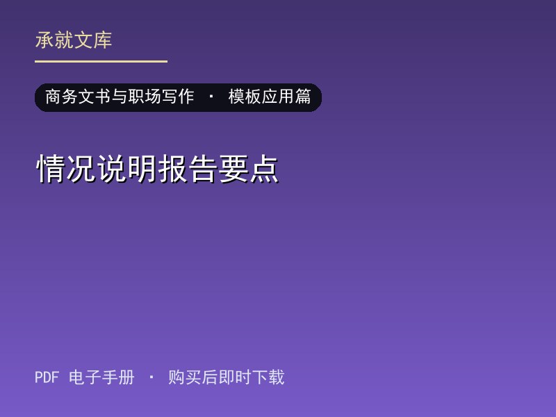 情况说明报告要点·模板应用篇