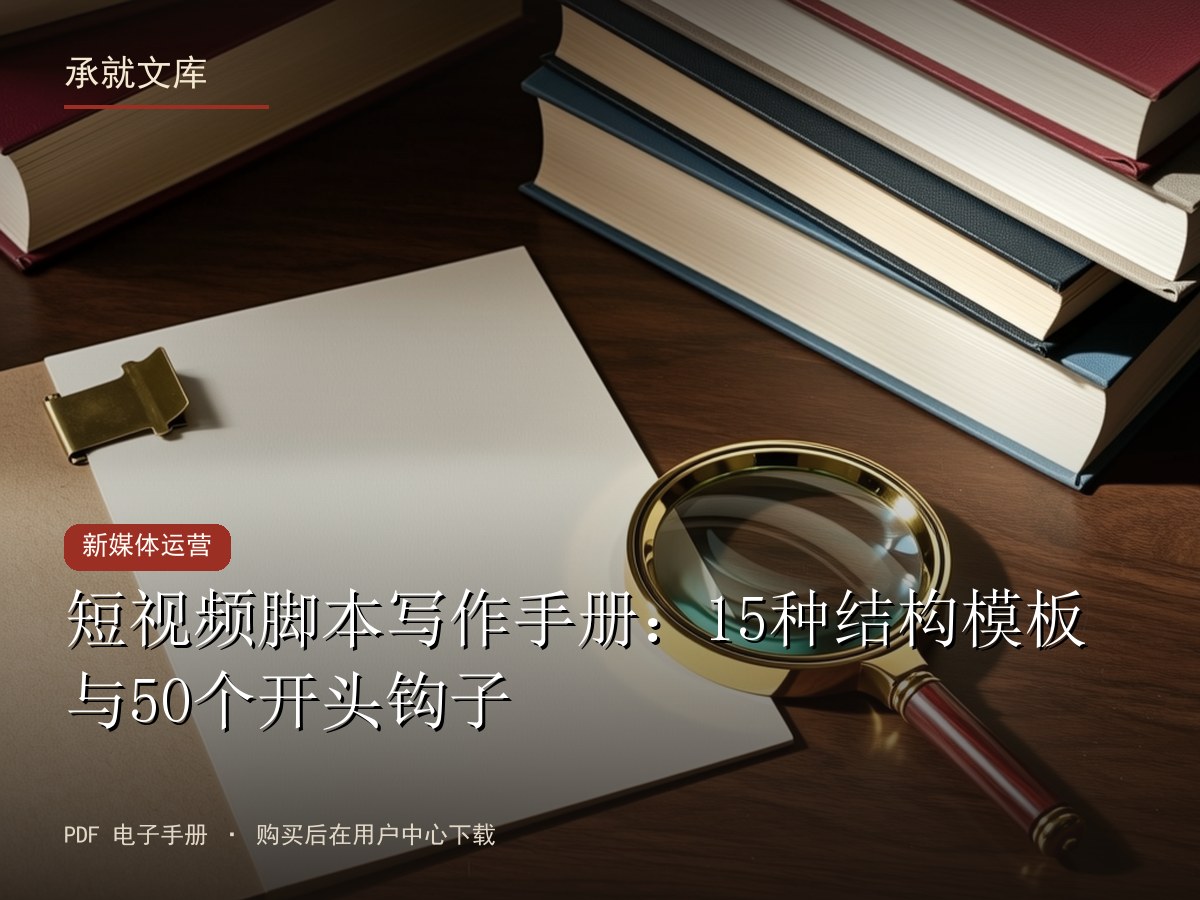 短视频脚本写作手册：15种结构模板与50个开头钩子