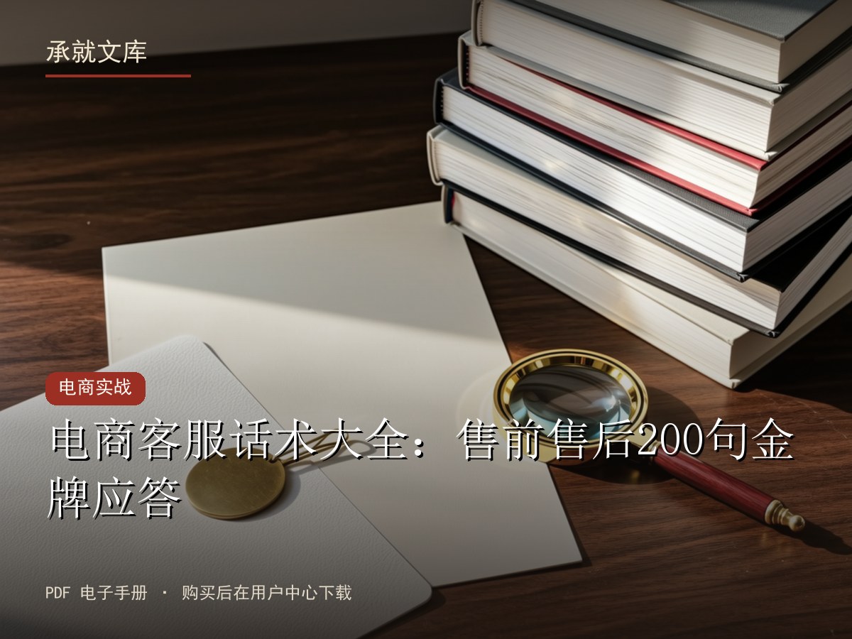 电商客服话术大全：售前售后200句金牌应答