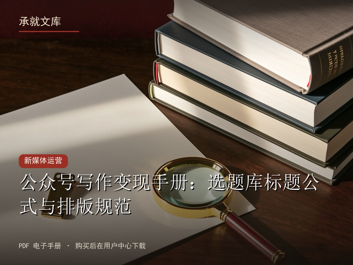 公众号写作变现手册：选题库标题公式与排版规范