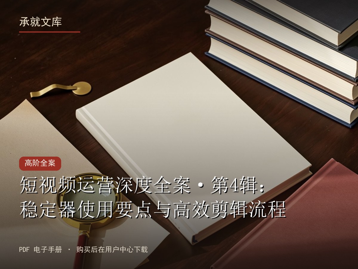 短视频运营深度全案·第4辑：稳定器使用要点与高效剪辑流程
