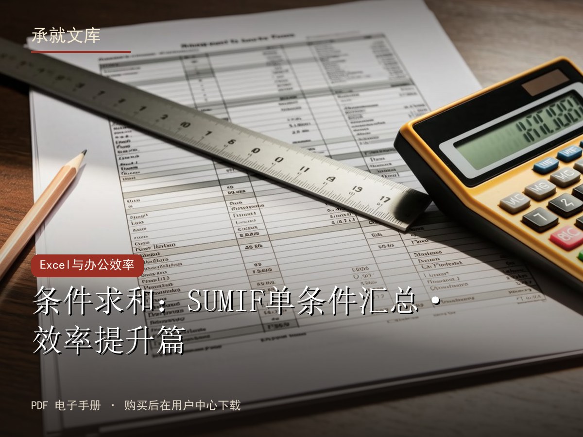 条件求和：SUMIF单条件汇总·效率提升篇
