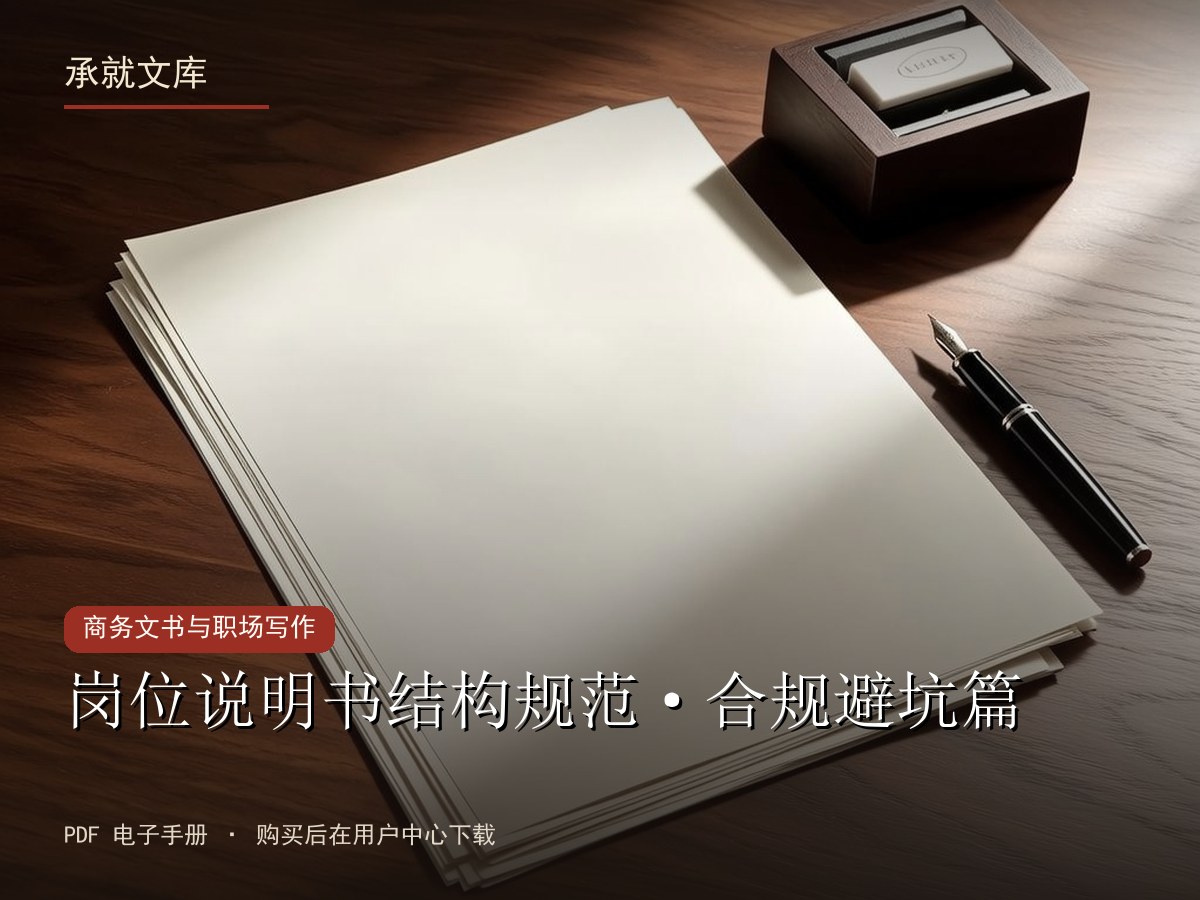 岗位说明书结构规范·合规避坑篇