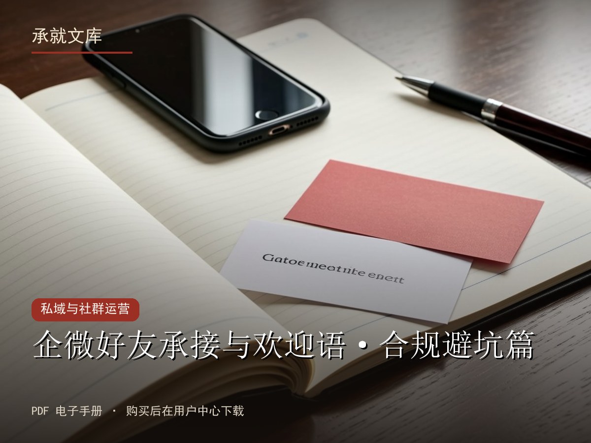 企微好友承接与欢迎语·合规避坑篇